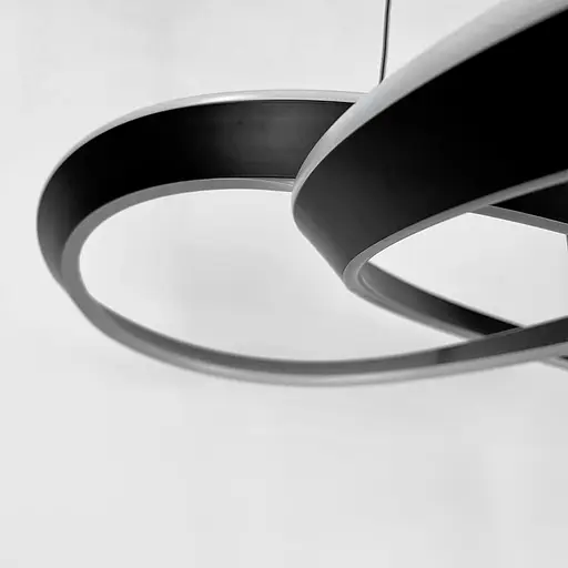 Підвісна кільцева люстра в переплетеному чорному корпусі 70х20 см | Line F | Арт. MJ319-800 BK - фото 2