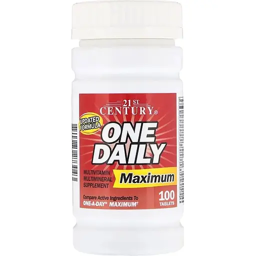 Набір: комплекс мультивітамінів і мінералів максимальної дії 21st Century One Daily 100 таблеток + дтячі мультивітаміни 21st Century Zoo Friends з вітаміном C 60 жувальних таблеток - фото 2