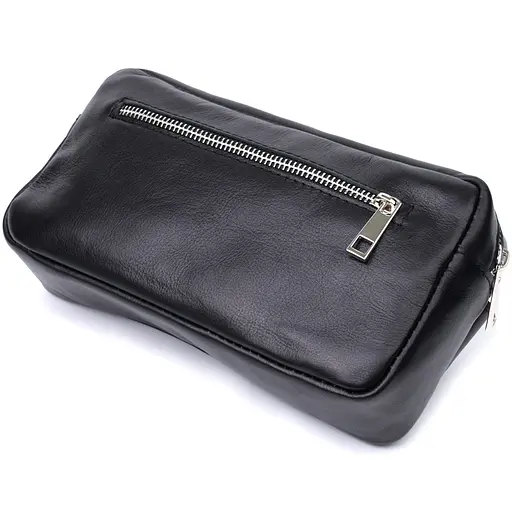 Прямокутна сумка-бананка для чоловіків із натуральної глянсової шкіри SHVIGEL 21х11х5,5 см sum0027510 - фото 5