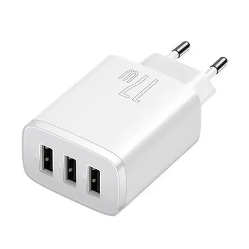 Блок питания Baseus Compact 17W (3 USB) белый зарядное устройство - фото 5