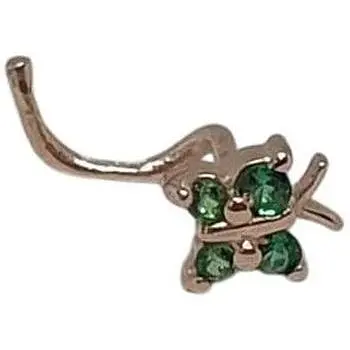 Золота сережка-пірсинг Dear в ніс Dear з фіанітами. 1041.12 Зелений