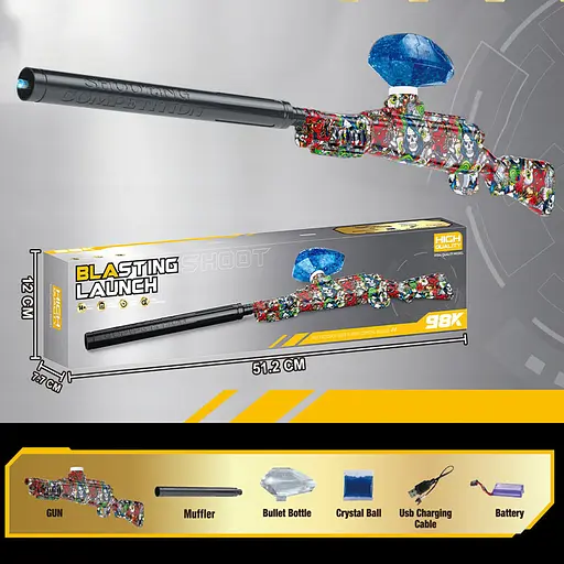 Гвинтівка на гідрогелевих кульках (орбізах) 98K Blasting Launch Colorful Skulls - фото 3