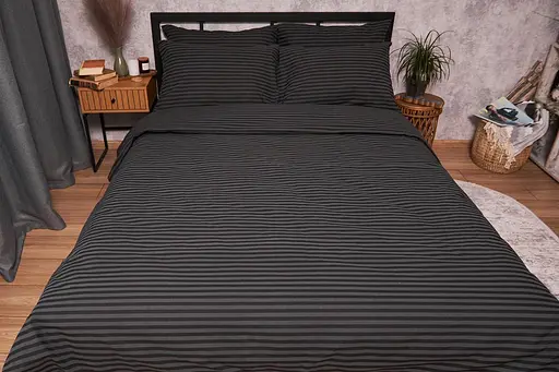 Комплект постельного белья Moon&Star полуторный 143х210 наволочки 2х50х70 Gray Stripe Бязь Gold Люкс - фото 1