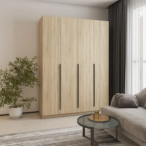 Шафа 4-дверна MebelStar Оскар ДСП BG, стандарт 160x52x220 см Дуб сонома (MBS-4657)