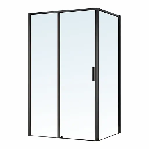 Душова кабіна прямокутна Imprese Osser 120x80 розсувна прозоре скло без піддону black matt s6400601TR, Чорний матовий, Універсальна, прозорий - фото 1