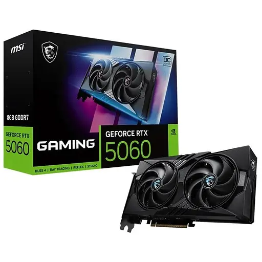 Відеокарта GeForce RTX 5060, MSI, GAMING OC, 8Gb GDDR7, 128-bit, HDMI/3xDP, 2640/28000 MHz, 8-pin (G5060-8GC) - фото 1