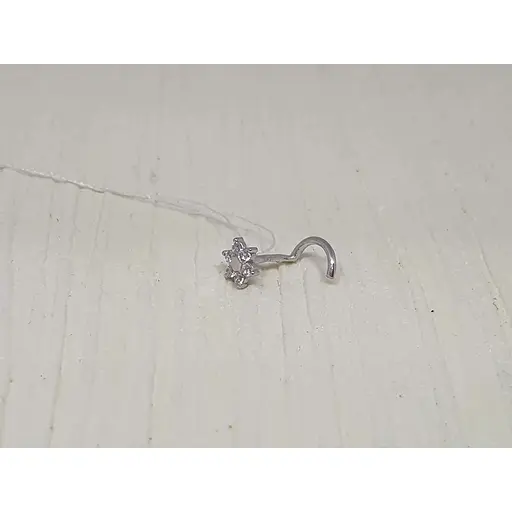 Срібна сережка-пірсинг Астор в ніс з фіанітами. 818-2434Р - фото 2