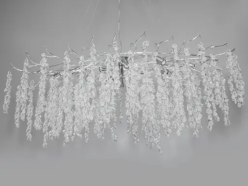 Кришталева люстра з алюмінієвими гілочками "Гліцинія" витягнутої форм. - фото 2