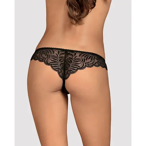 Мереживні танга з доступом Obsessive Contica crothchles Thong L/XL, чорні - фото 6