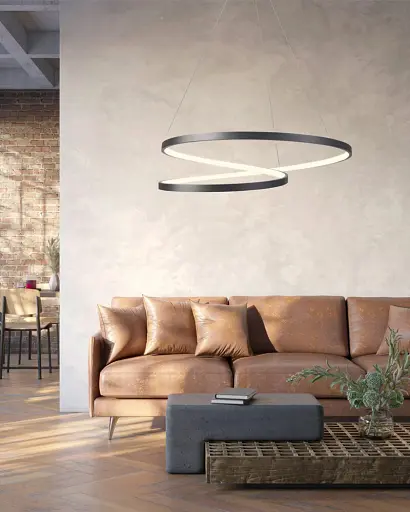 Люстра підвісна світлодіодна кругла Goldlux 328175 Zefira 60 Led 1x52W 4000K 4900Lm IP20 Антрацит - фото 2