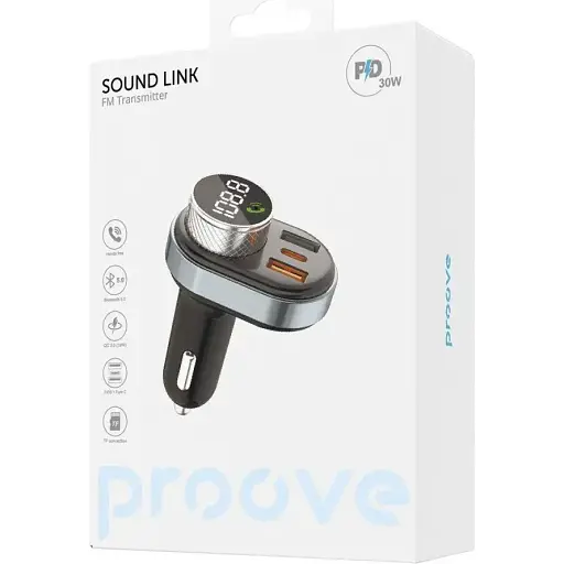 FM-трансмиттер Proove FM Launcher Sound Link 30W Type-C+USB Black (FMSL30110001) [138404] - фото 5