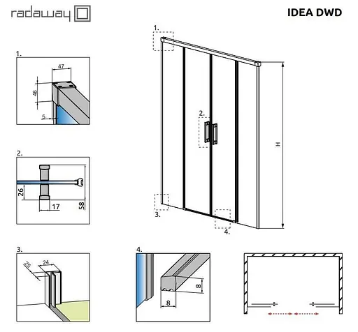 Душевые двери Radaway Idea Black DWD 150 см 387125-54-01 - фото 2