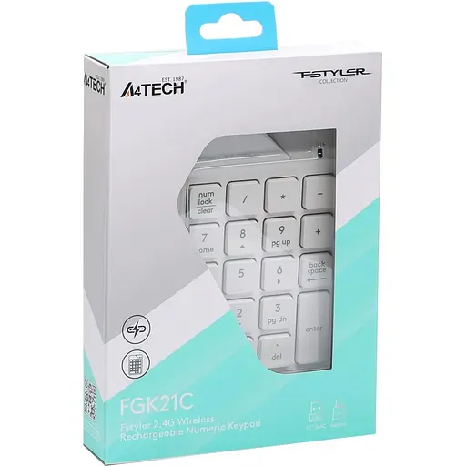 Клавіатура A4Tech Fstyler FGK21C Wireless White (Numpad) (FGK21C (White)) - фото 8