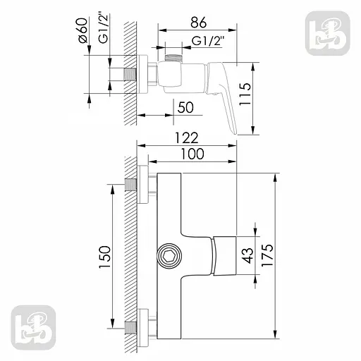 Смеситель для душа Imprese Krasa f03308601AA Хром - фото 2
