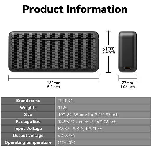 Зарядное устройство Telesin S0-BCG-34-TDJ для DJI Action 5 Pro [128806] - фото 9