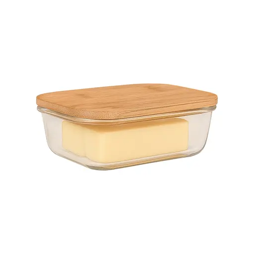 Масленка с бамбуковой крышкой, контейнер для масла 17.5*13*6 см