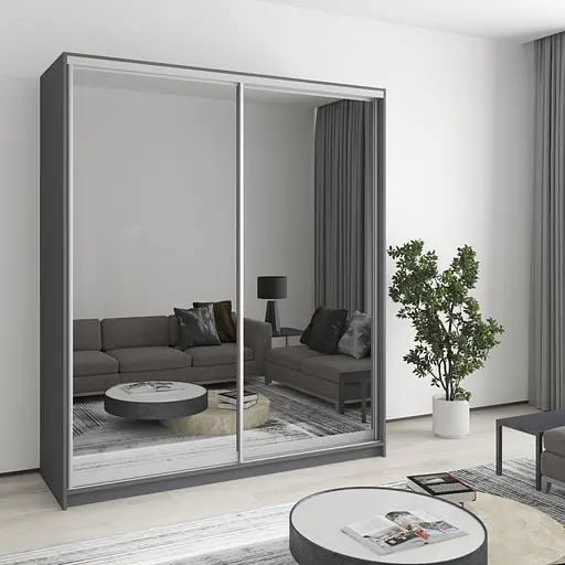 Шафа-купе дводверна MebelStar Комбо AL 2 Дзеркала 180x45x210 см Антрацит (MBS-2777)