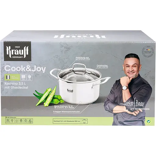 Кастрюля Krauff Cook&Joy со стеклянной крышкой диаметр 20 см 3.5 л (26-238-118) - фото 14