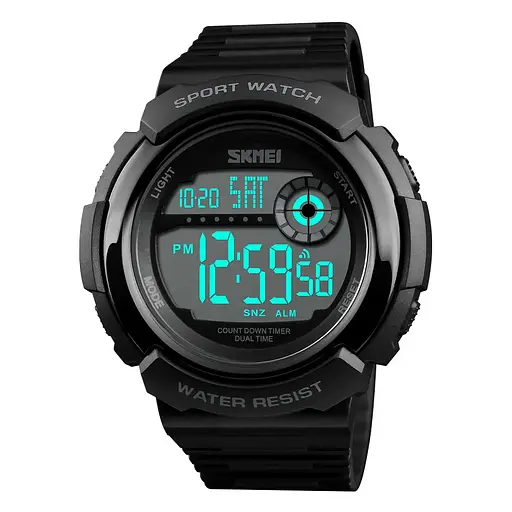Чоловічий спортивний годинник Skmei 1367 (Чорний з білим) - фото 2