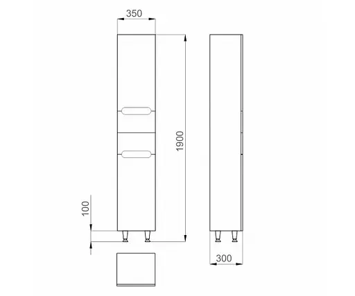 Пенал підлоговий Sanwerk "Ера" 35 білий з корзиною, лівий (MV0000412), Білий - фото 3