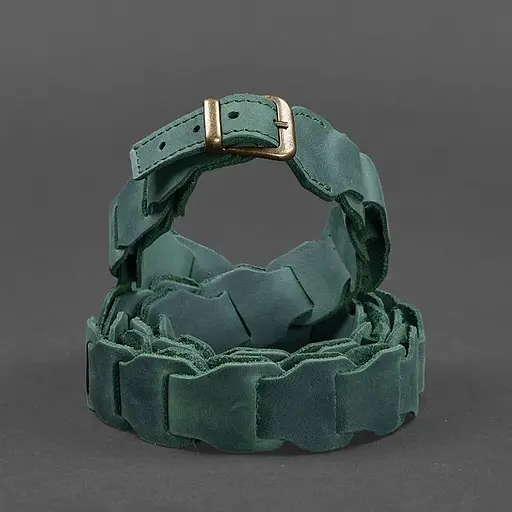 Женский кожаный бохо-ремень BlankNot зеленый - фото 2