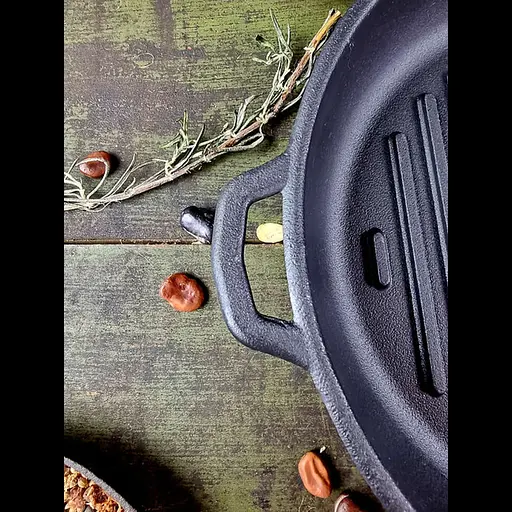 Сковорода Maysternya чавунна Ø24 см гриль с деревянной ручкой (Т308) - фото 5