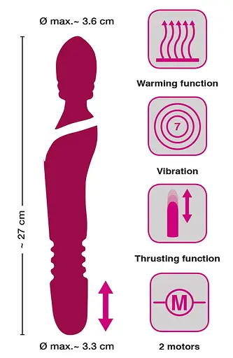 Вібратор Javida Warming Thrusting Vibe, 27 см (рожевий) - фото 6