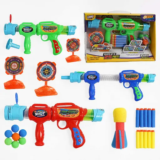 Автомат помповий, 10 патронів, 6 кульок, мішень (В асортименті) - фото 2