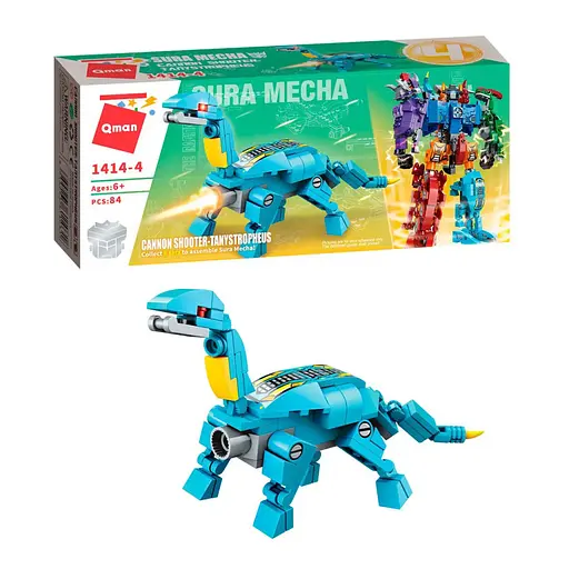Дитячий Конструктор Qman 1414-1-6 трансформер (робот + динозавр) 93 дет Tanystropheus