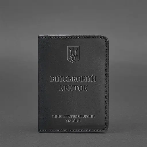 Кожаная обложка для военного билета 7.0 черная Crazy Horse - фото 6