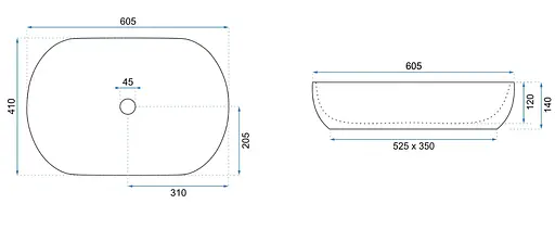 Умивальник Rea Cleo 61 накладний black aiax matt REA-U6625, Чорний матовий - фото 6
