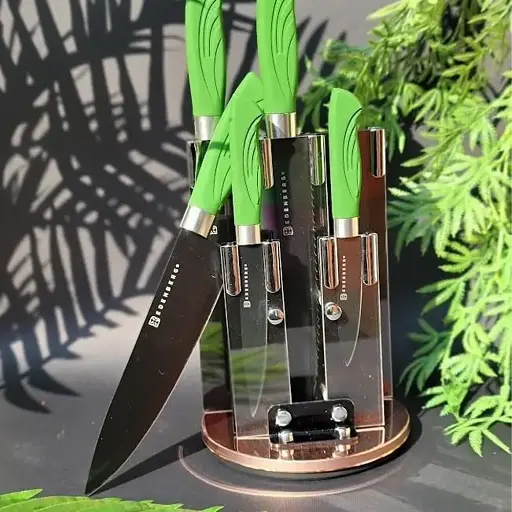 Набор кухонных ножей с подставкой 6 предметов Edenberg EB-11006 зеленый - фото 5