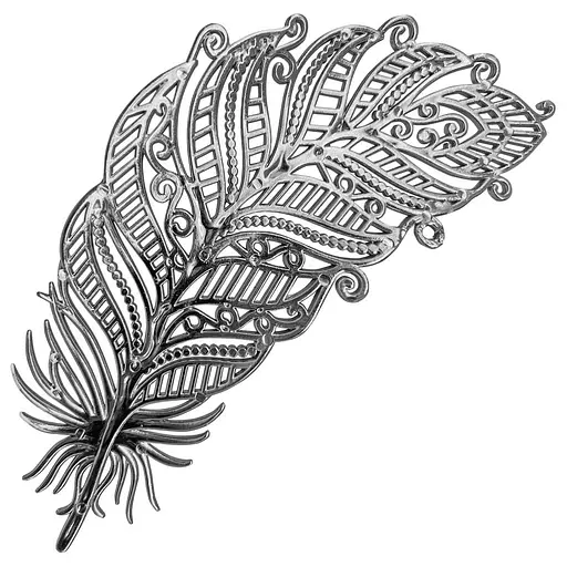 Ялинкова іграшка MIS LT Перо 7,5х15,5Х1,5 см срібна гальваніка - фото 1