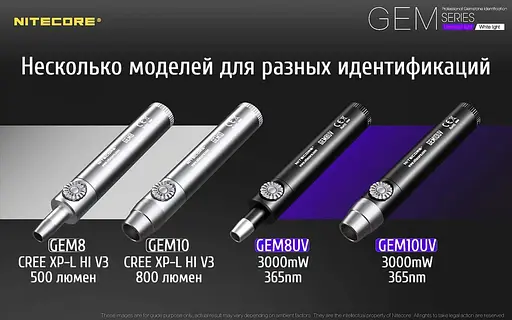 Ліхтар ручний Nitecore GEM8 1х18650 500лм для ідентифікації дорогоцінних каменів - фото 3