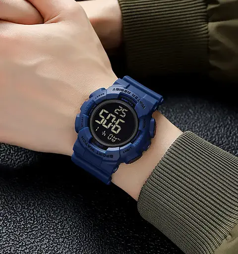 Чоловічий наручний спортивний годинник Skmei 2081 Синій з чорним - фото 6