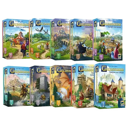 Настольная игра Feelindigo Набор из 10 дополнений к игре Каркассон (укр.) (FI25066+9) - фото 1