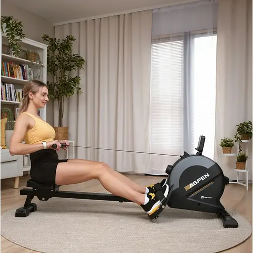 Гребной тренажер Hop-Sport HS-080R Aspen магнитный черно-золотистый - фото 2