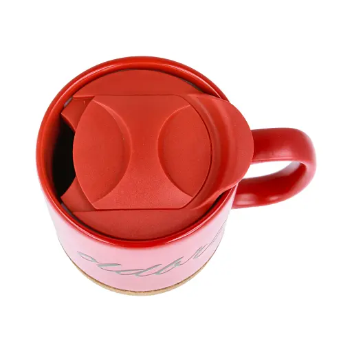 Керамічний кавовий кухоль OldBro Red 414 мл з корковим дном і кришкою - фото 5
