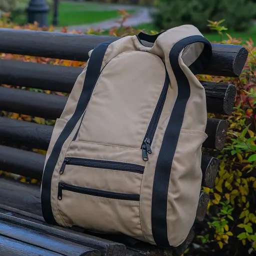 Рюкзак-антивор OOLOO Капля 45х27х14 см, темно-бежевый 2733 - фото 8