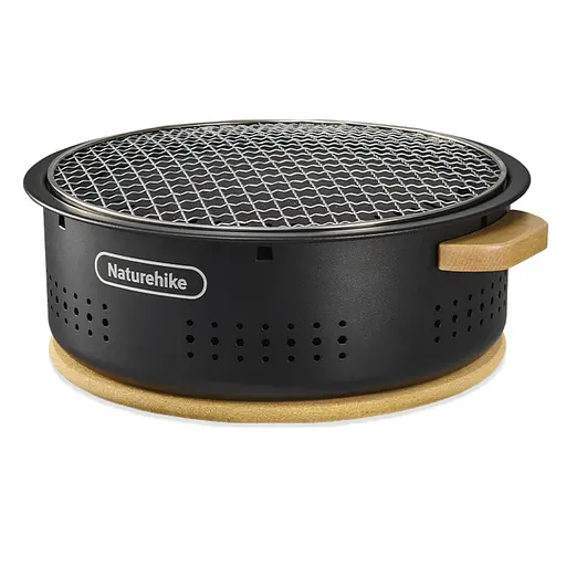 Печь настольная круглая с решеткой гриль и сковородкой Naturehike CNK2550CF010 36х32.6х12 см хромированное железо - фото 2