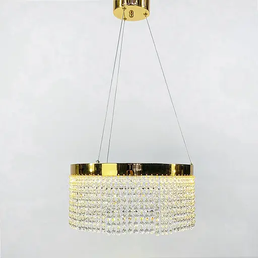 Неймовірна кришталева люстра з золотим обводком h25 Line.F Діаметр 30см - фото 5