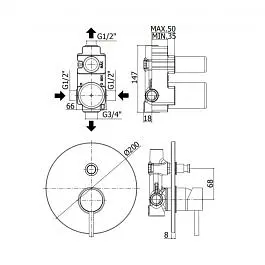 Смеситель для душа Paffoni Stick steel SK015ST, Нержавеющая сталь - фото 2