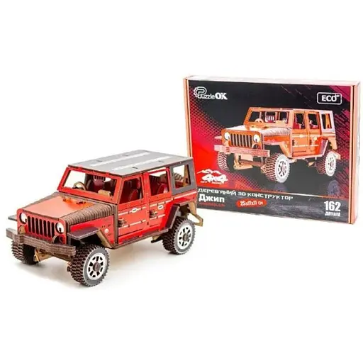 Деревянный 3D конструктор Джип Wrangler PuzzleOk Арт-25162 162 детали - фото 1