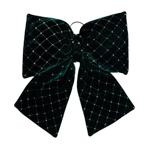 Оксамитовий бант для декору Yiwu зі стразами та візерунком на ялинку 35×45 (см) Зелений CR-2-19