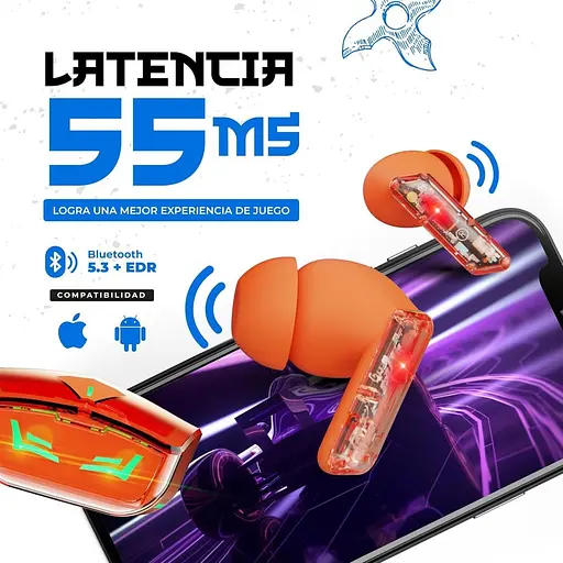 Беспроводные игровые наушники X8 с шумоподавлением оранжевый - фото 9