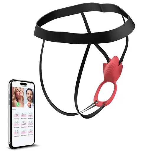 Вибратор-трусики двойной бесшумный Smart для пар 6x13 см силиконовый красный - фото 2