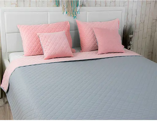 Набір VeLour покривало та 2 чохли на подушки Pink and Grey (К_994.55_Pink and Grey ромб) - фото 5