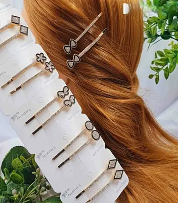 Заколки для волосся різні фігурки в асортименті з камінням набір 24 шт - фото 3