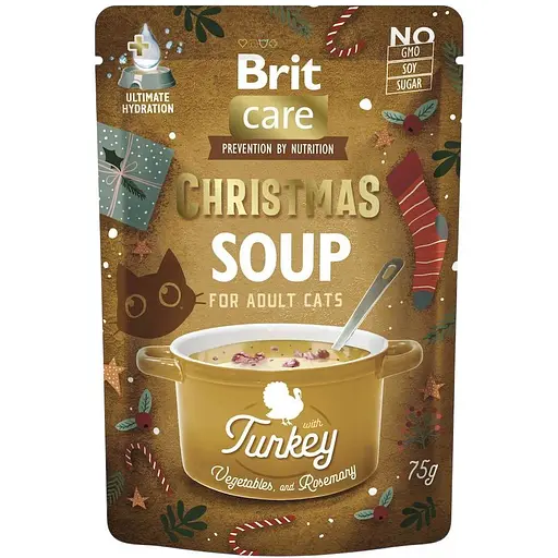 Вологий корм Brit Care Christmas для котів різдвяний суп з індичкою 75 г