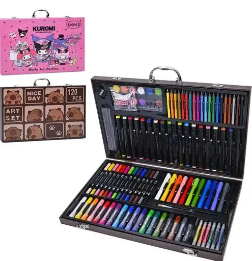 Профессиональный большой набор для творчества в деревянном кейсе 120 предметов - фото 1